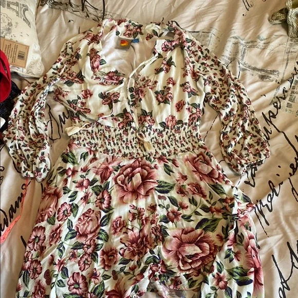 FARM RIO Anthropologie Floral Print Dress SIZE LARGE - Picture 1 of 3
